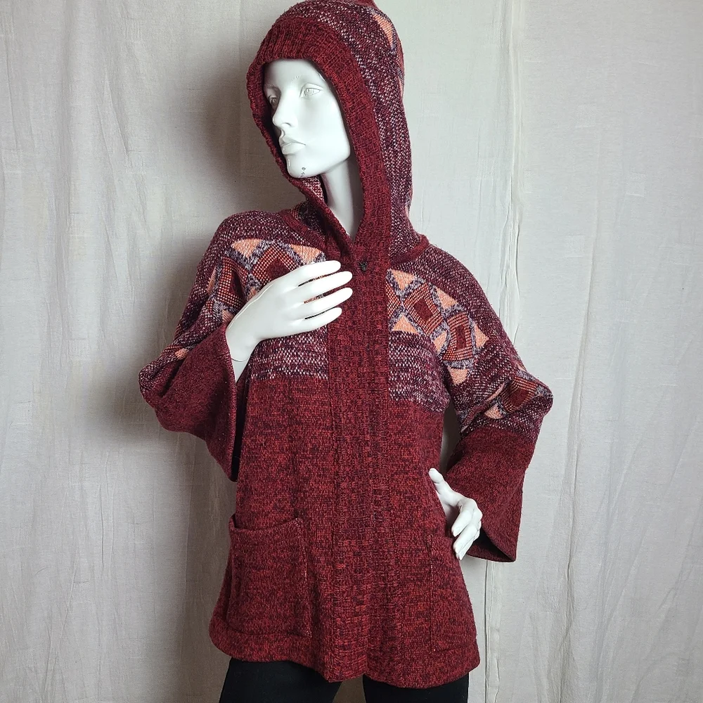 Vintage Eaton Women's L Jacket Acrylic Nordic Geometric Alpine Long Sleeves - Picture 2 of 13